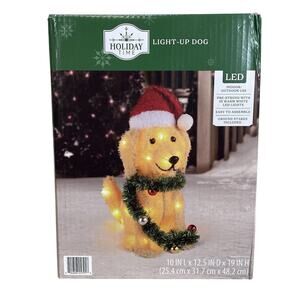 LED Plush Dog 19” Tall Christmas Decor Indoor Outdoor 50 LED Lights Holiday Time